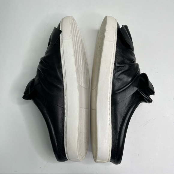HALOGEN Manny Black Leather Twist Knotted Bow Slip-on White Rubber Sneaker Shoes - Picture 8 of 12